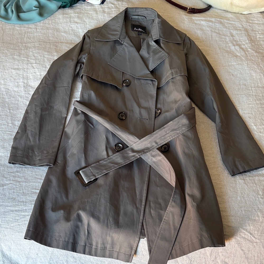 Sam Edelman Charcoal Double-Breasted Trench Coat
